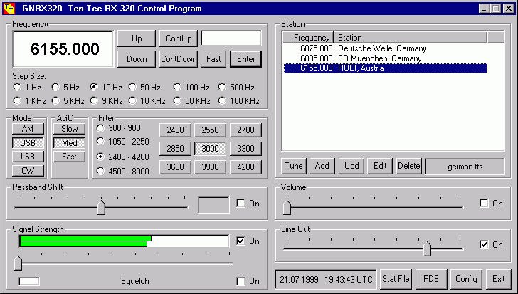 TenTec RX320 Receiver Control Program GNRX320