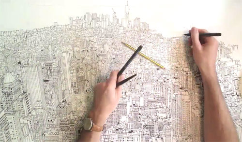 Timelapse drawing of Manhattan BOOOOOOOM! CREATE * INSPIRE * COMMUNITY * ART * DESIGN
