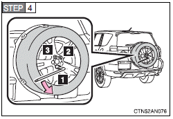 Toyota Rav4: Taking Out The Spare Tire (Vehicles With The Spare Tire Cover) - If You Have A Flat Tire (Vehicles With Standard Tires) - Essential Information - When Trouble Arises -