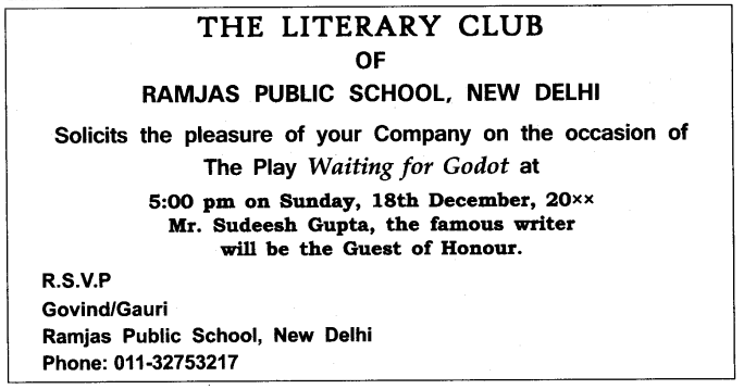 Invitation and Replies Class 12 Format, Examples - CBSE Tuts