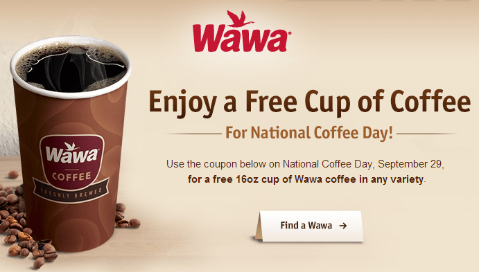 Wawa Sign up for FREE Coffee on 9/29 ChaChing on a