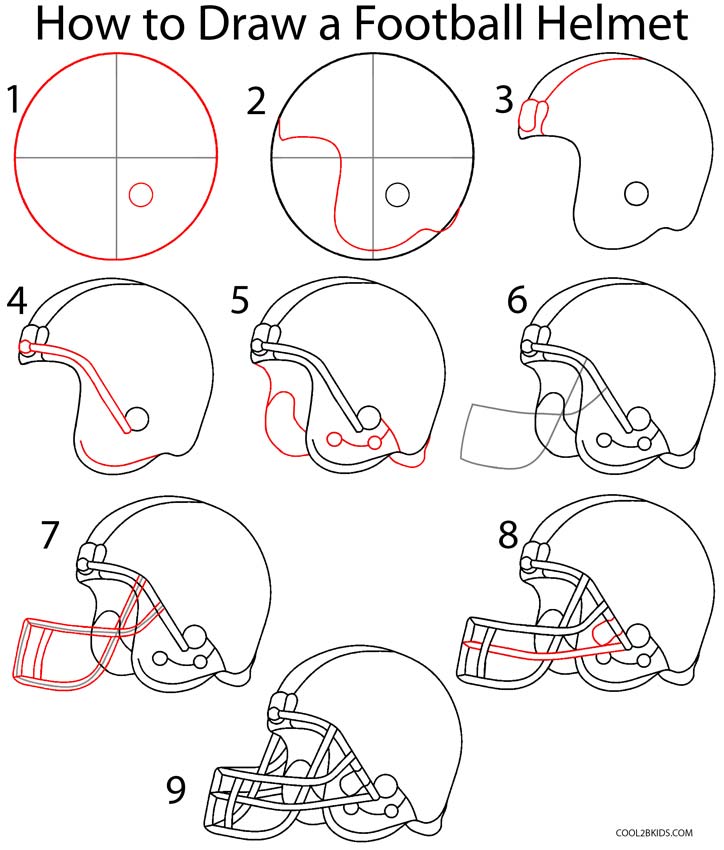 How to Draw a Football Helmet (Step by Step Pictures