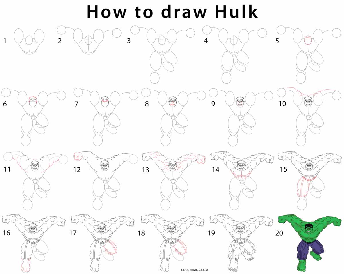 How to Draw Hulk (Step by Step Pictures) Cool2bKids