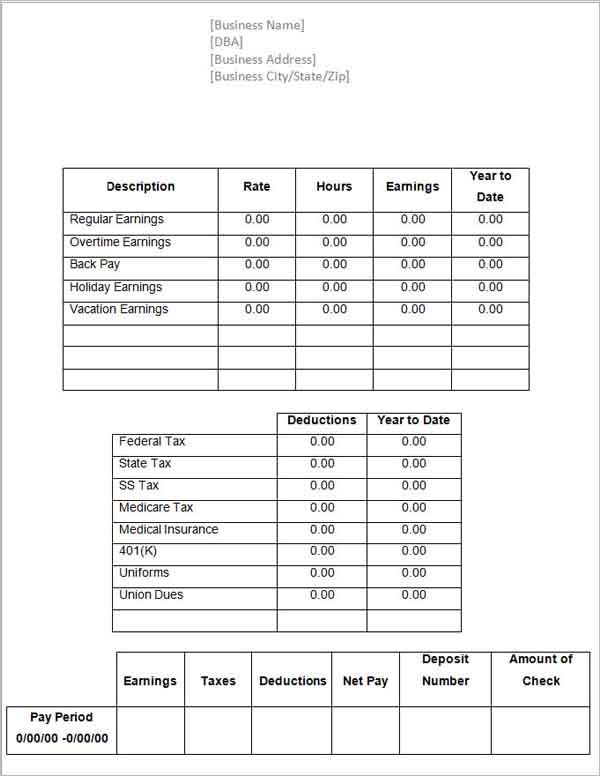 62+ Free Pay Stub Templates Downloads Word, Excel, PDF, Doc