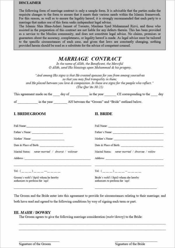 38+ Free Marriage Contract Templates PDF Format Examples