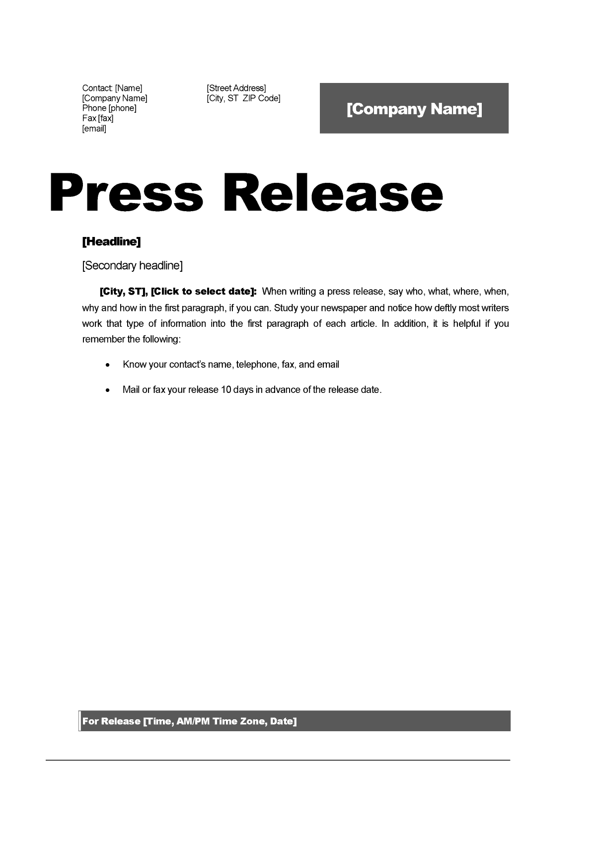 Top 5 Resources To Get Free Press Release Templates Word Templates, Excel Templates