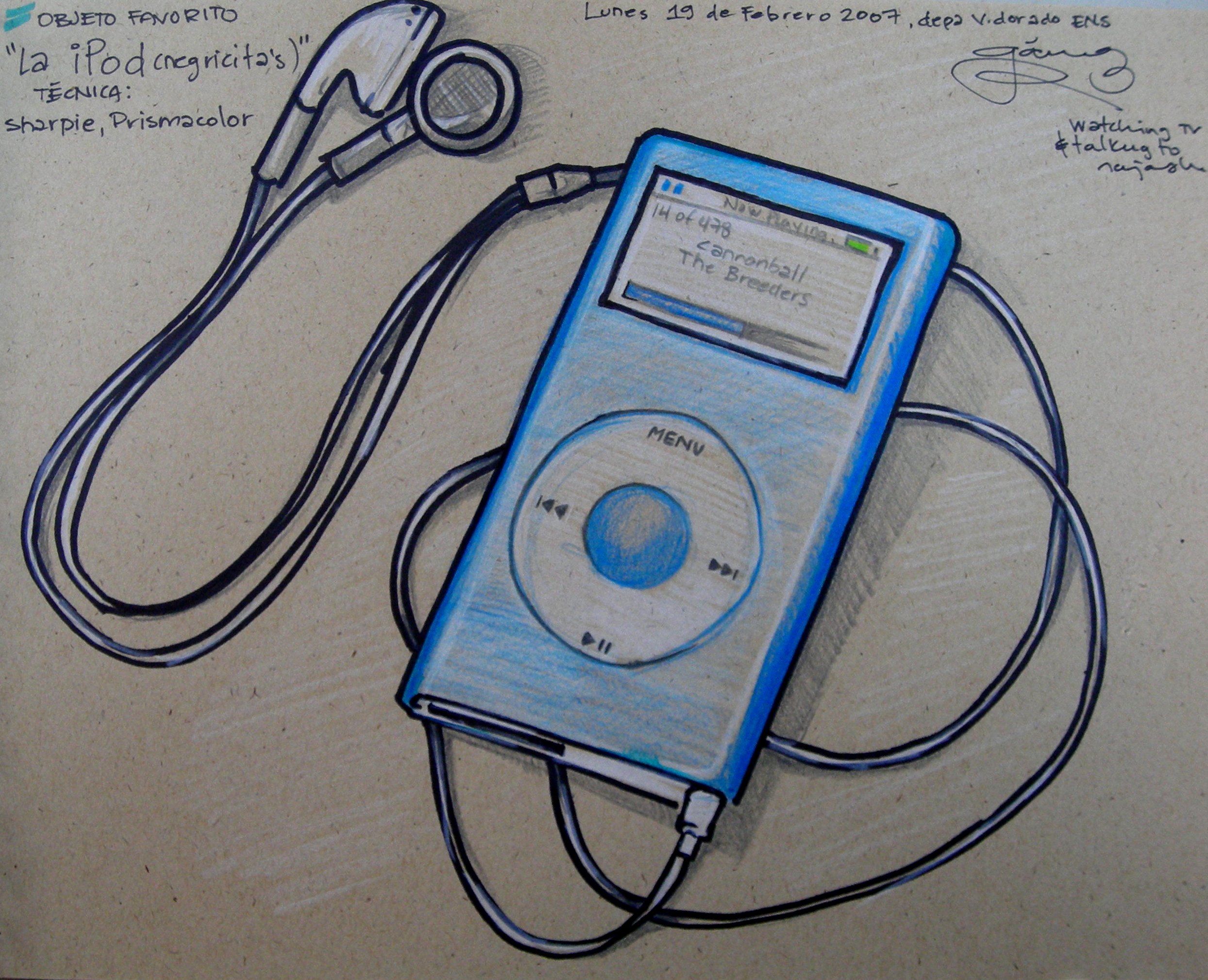 iPod Drawing, Pencil, Sketch, Colorful, Realistic Art Images Drawing Skill