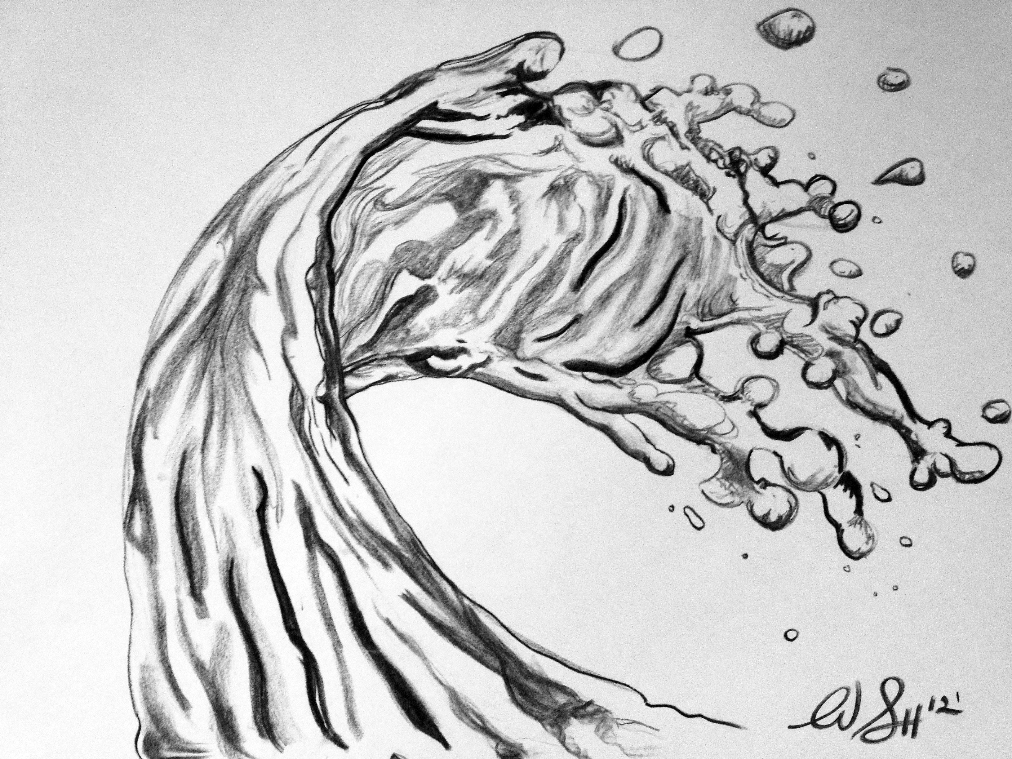 Water Drawing, Pencil, Sketch, Colorful, Realistic Art Images Drawing Skill