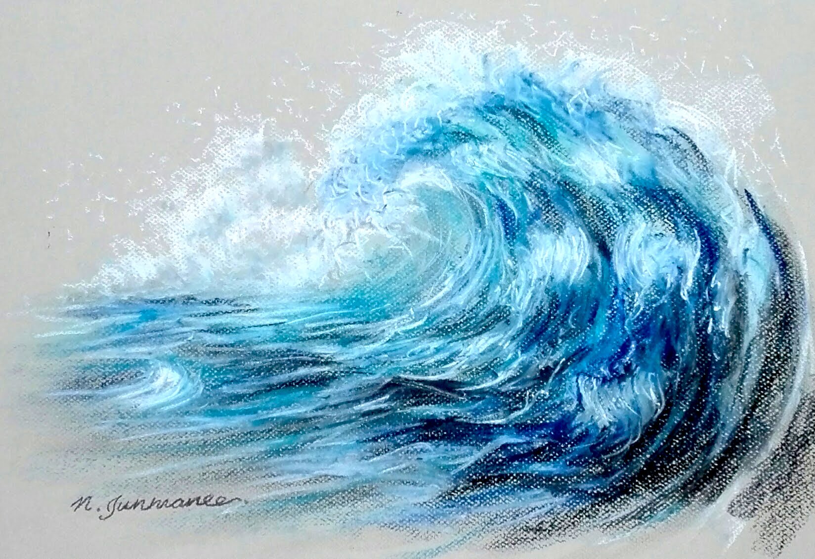Wave Drawing, Pencil, Sketch, Colorful, Realistic Art Images Drawing Skill