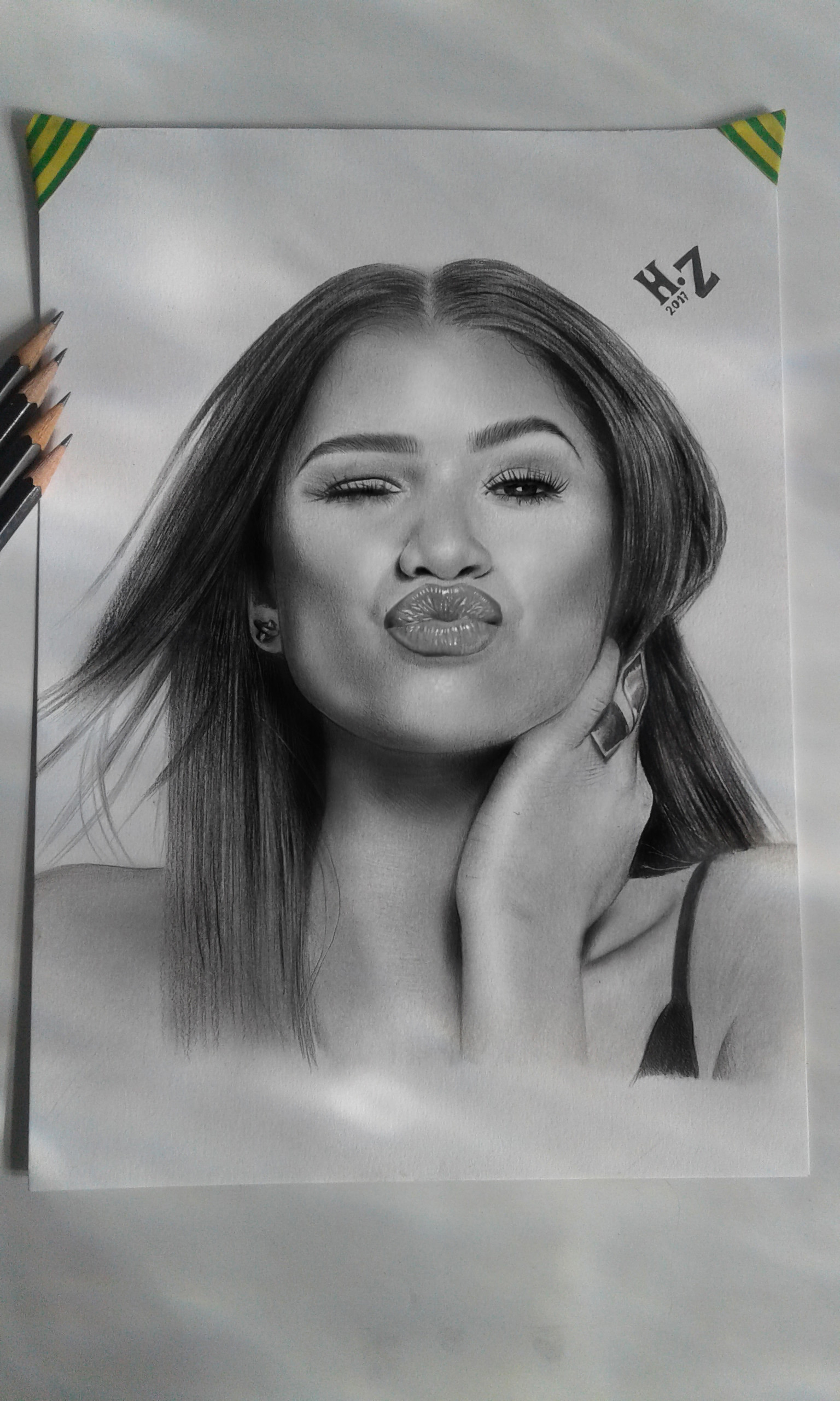 Zendaya Drawing, Pencil, Sketch, Colorful, Realistic Art Images Drawing Skill
