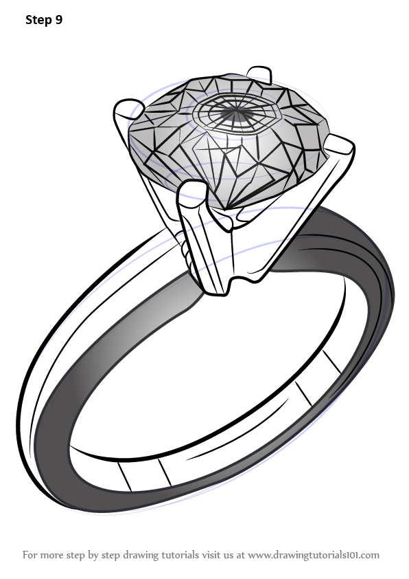 Learn How to Draw a Diamond Ring (Jewellery) Step by Step Drawing Tutorials