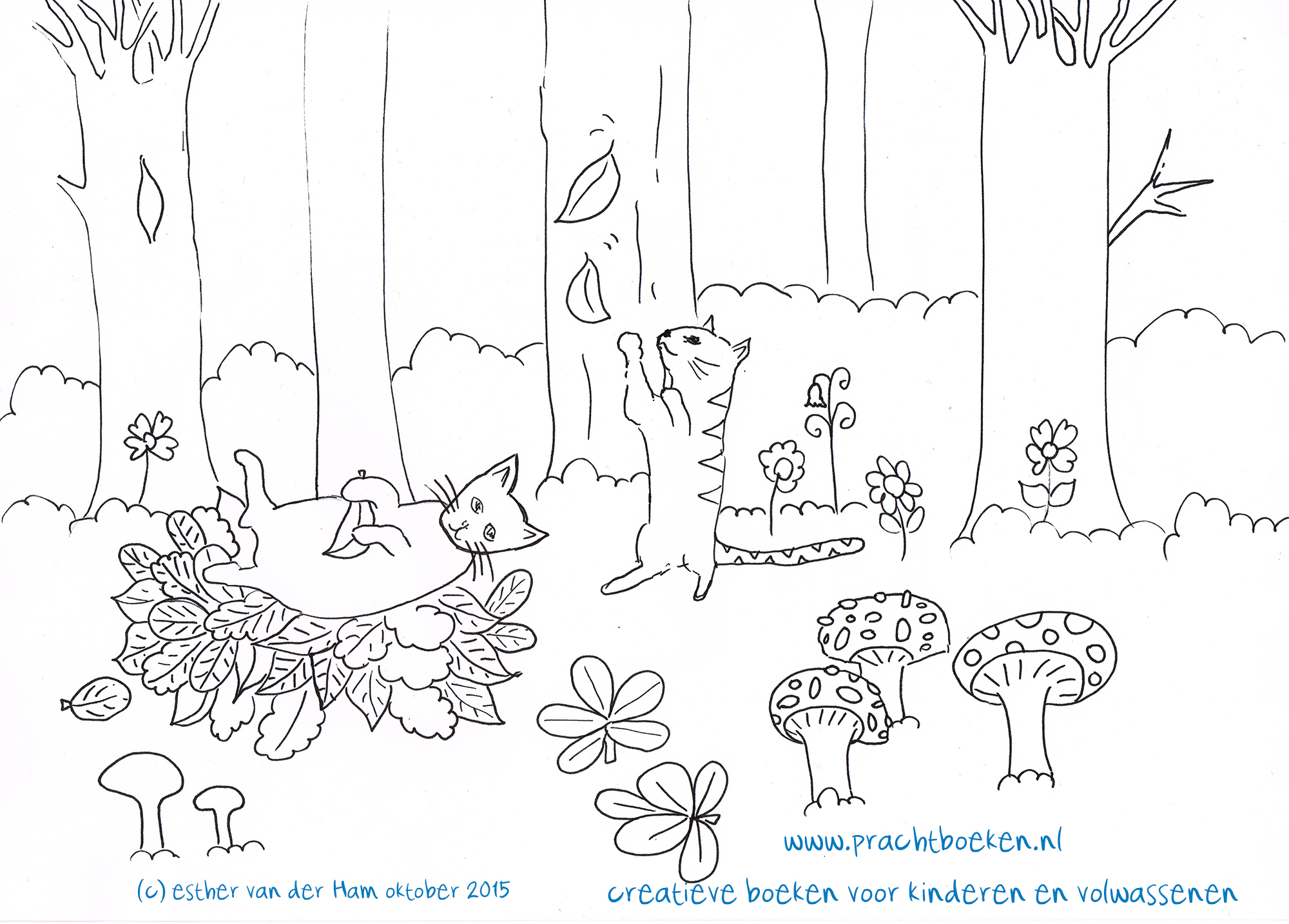 Herfst Kleurplaat Katten