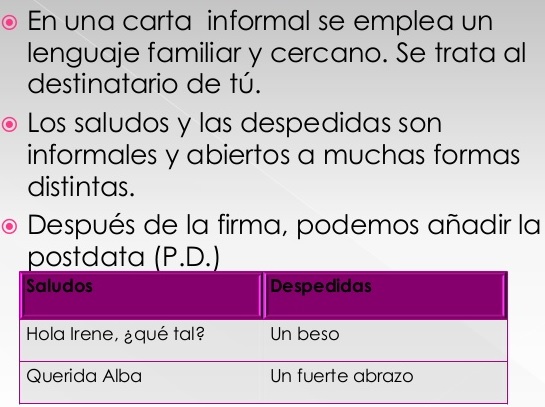 Ejemplo de carta informal