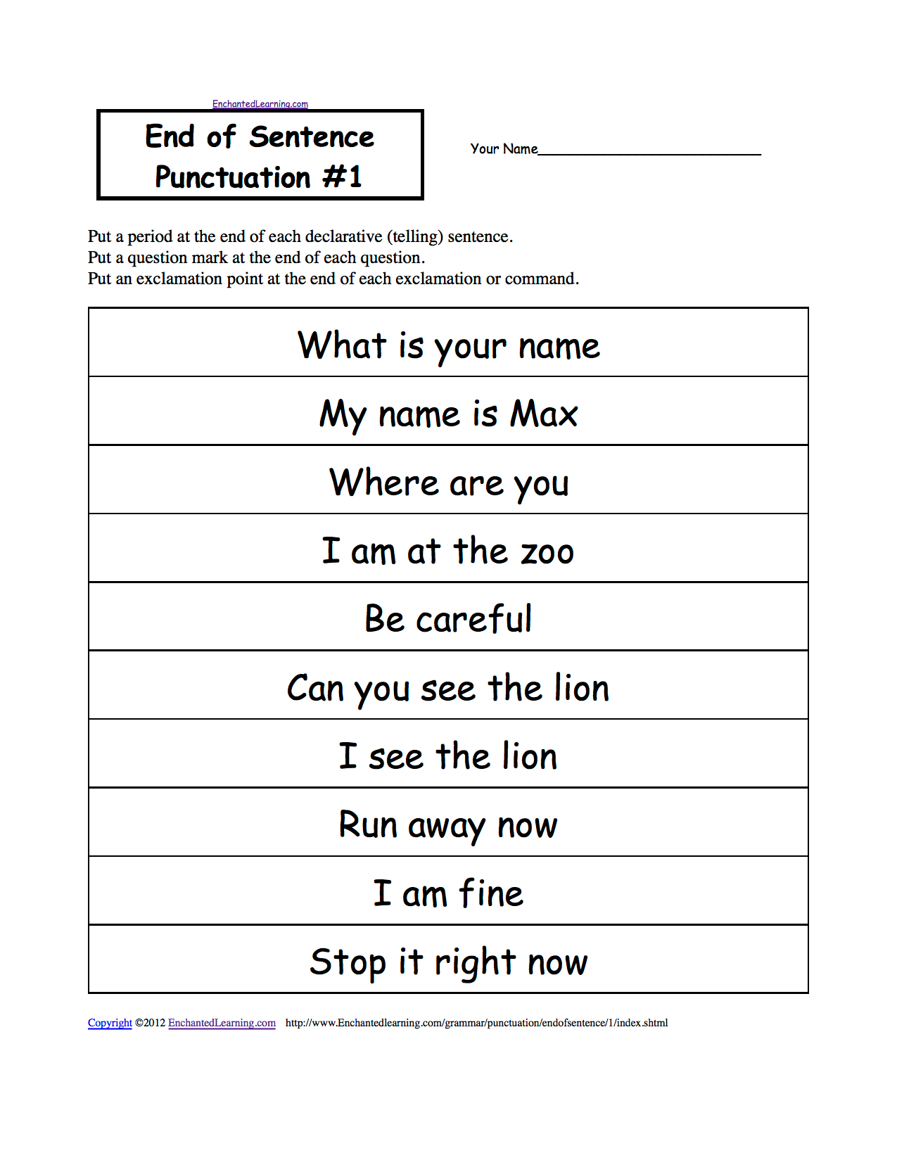 NEW 389 FIRST GRADE WORKSHEET ON PUNCTUATION firstgrade