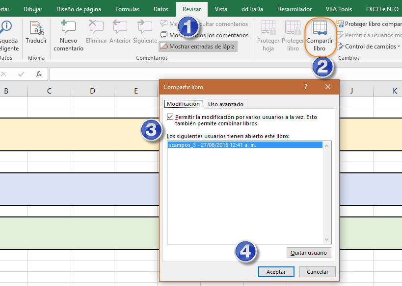Trabajar con archivos de Excel compartidos en redes