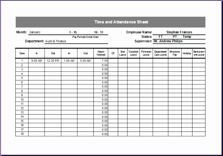 9 Student attendance Record Template Excel Templates