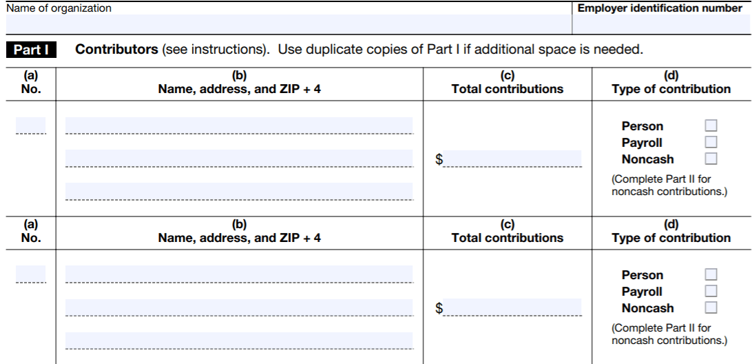 Form 990 Schedule B Instructions Printable Multiplication Tables