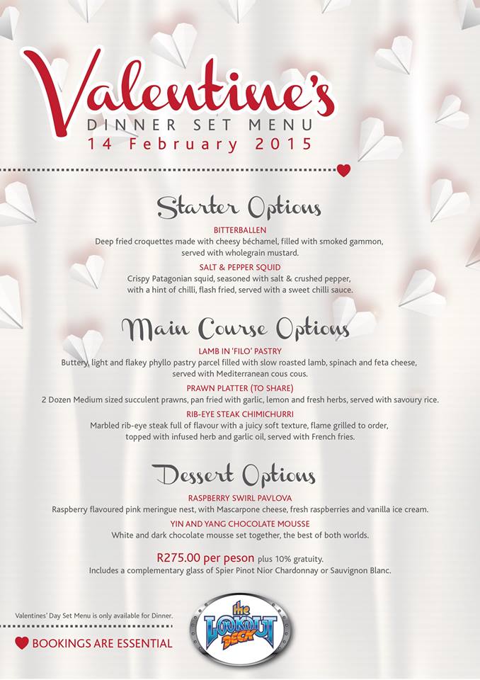 Valentine's Month Specials at The Lookout Deck