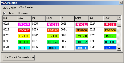 VGA Modes/Palettes
