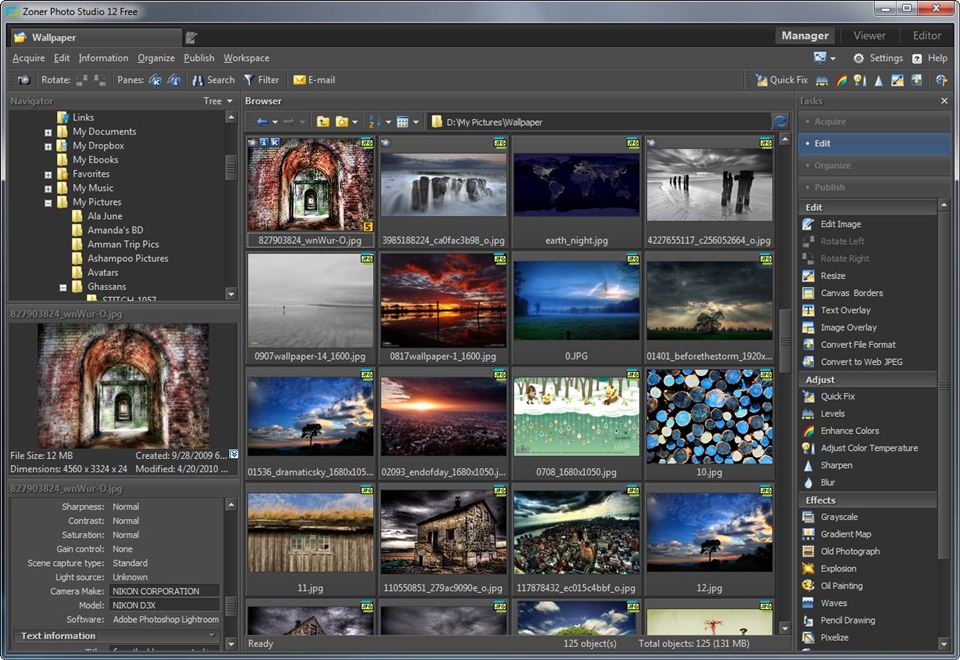 Software and Tricks Zoner Photo Studio Free view, manage