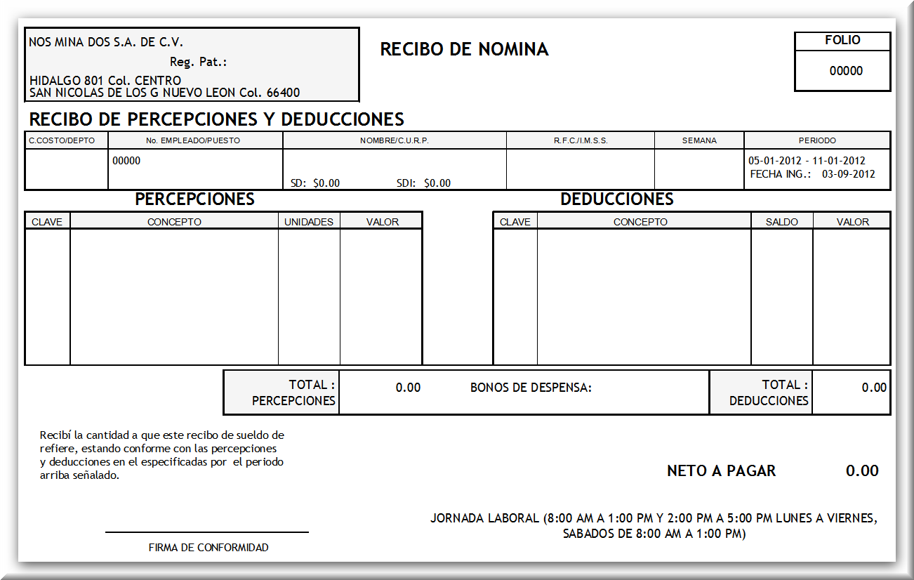 Reportes > Reportes de la Nómina > Recibos de Nómina (Windows)