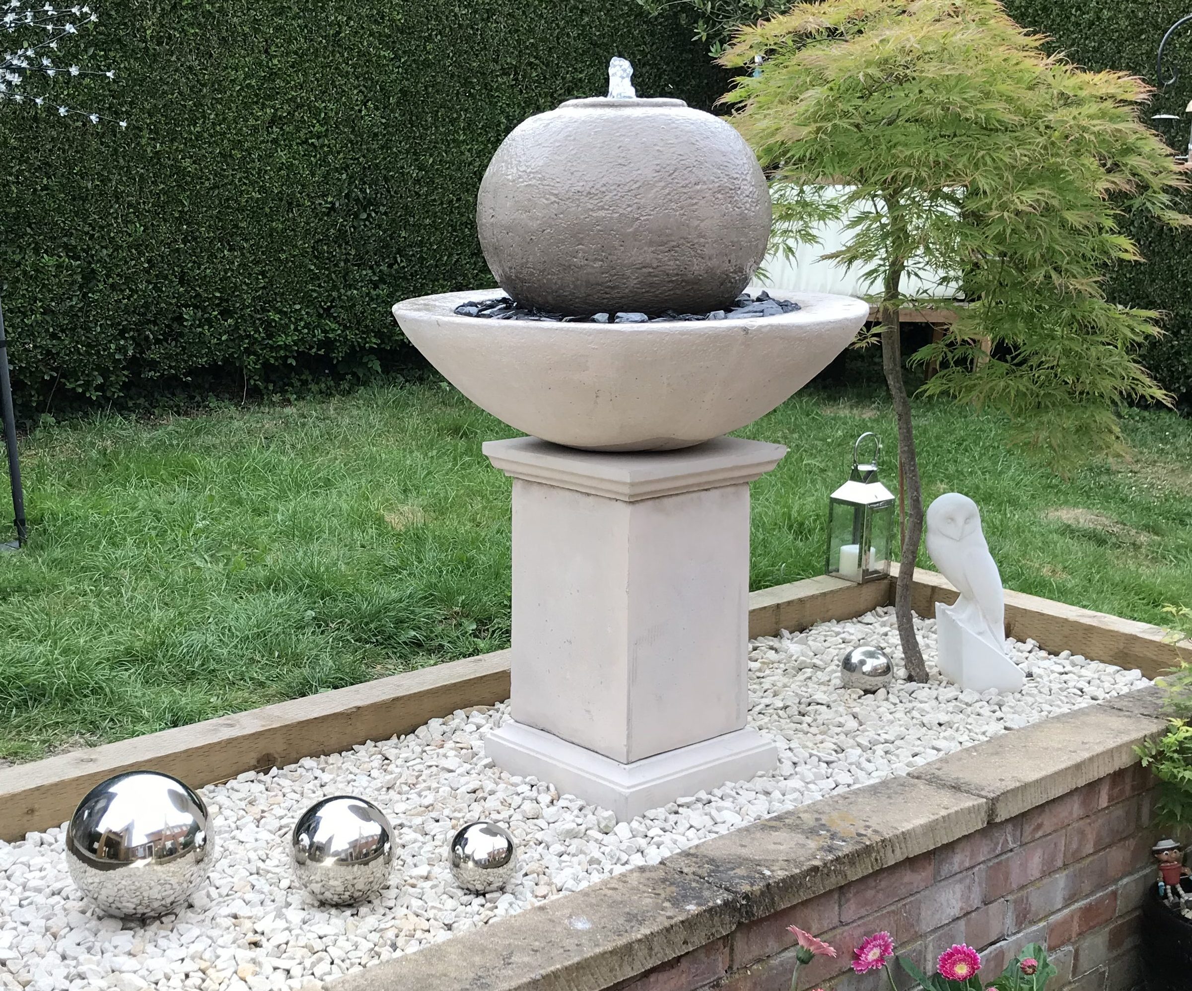 Modern Contemporary Patio Ball or Slate Fountain On