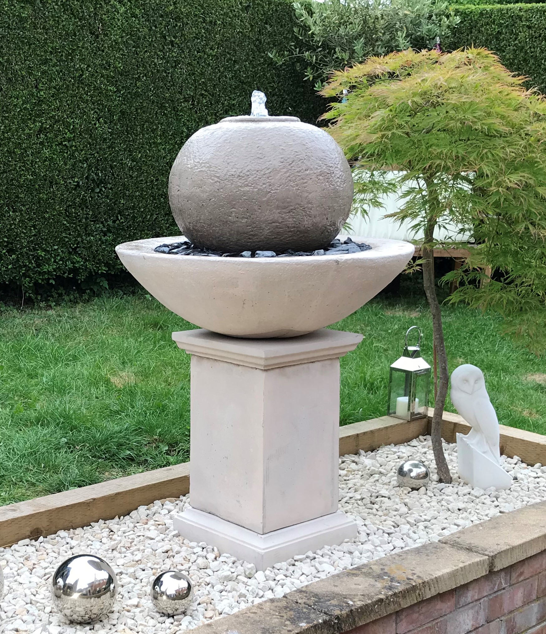 Modern Contemporary Patio Ball or Slate Fountain On