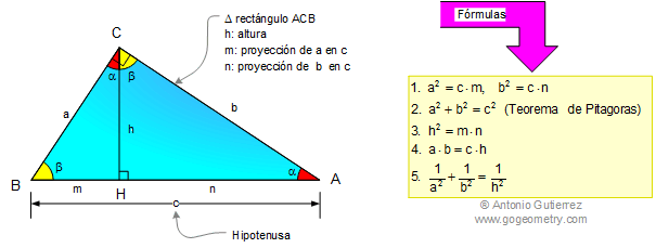 Matematicas, Formulas 2 del triangulo rectangulo