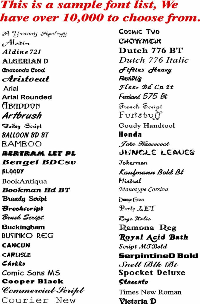 Sample Fonts Graphics by Inc.