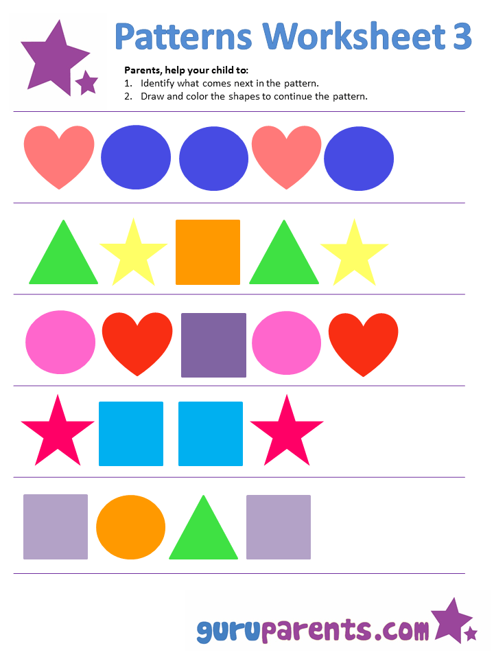 Pattern Worksheets guruparents