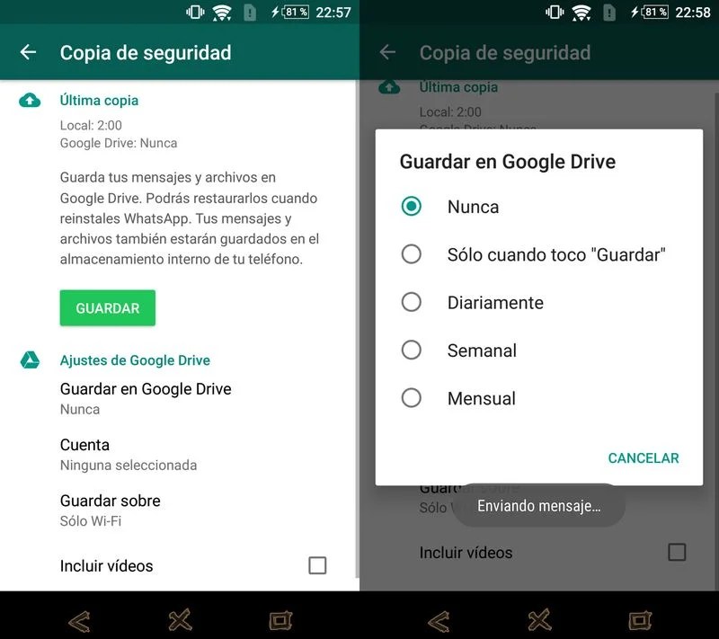 Aprende a guardar tus chats de WhatsApp en Google Drive