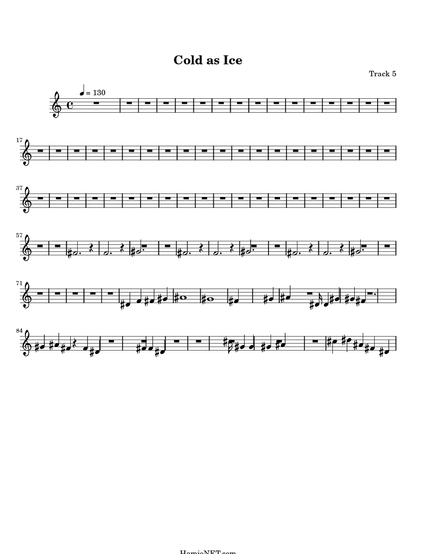 Cold as Ice Sheet Music Cold as Ice Score •