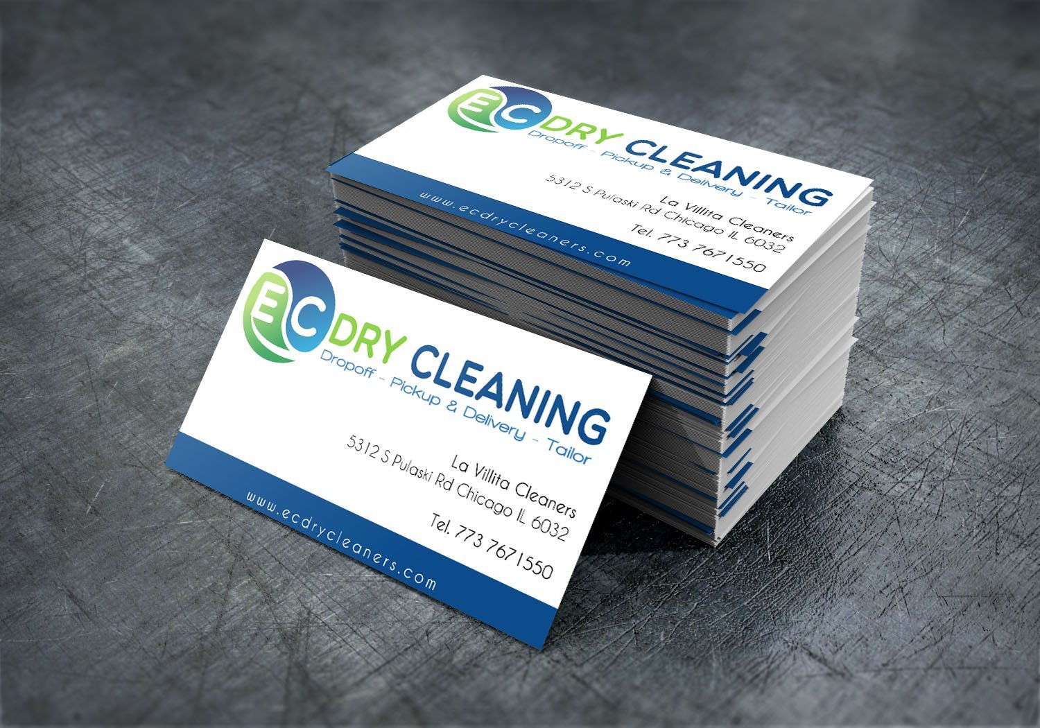 EC Dry Cleanning Business Cards Handcut Designs