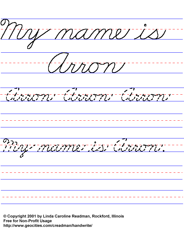 Basic Handwriting for Kids Cursive Names Male (Non