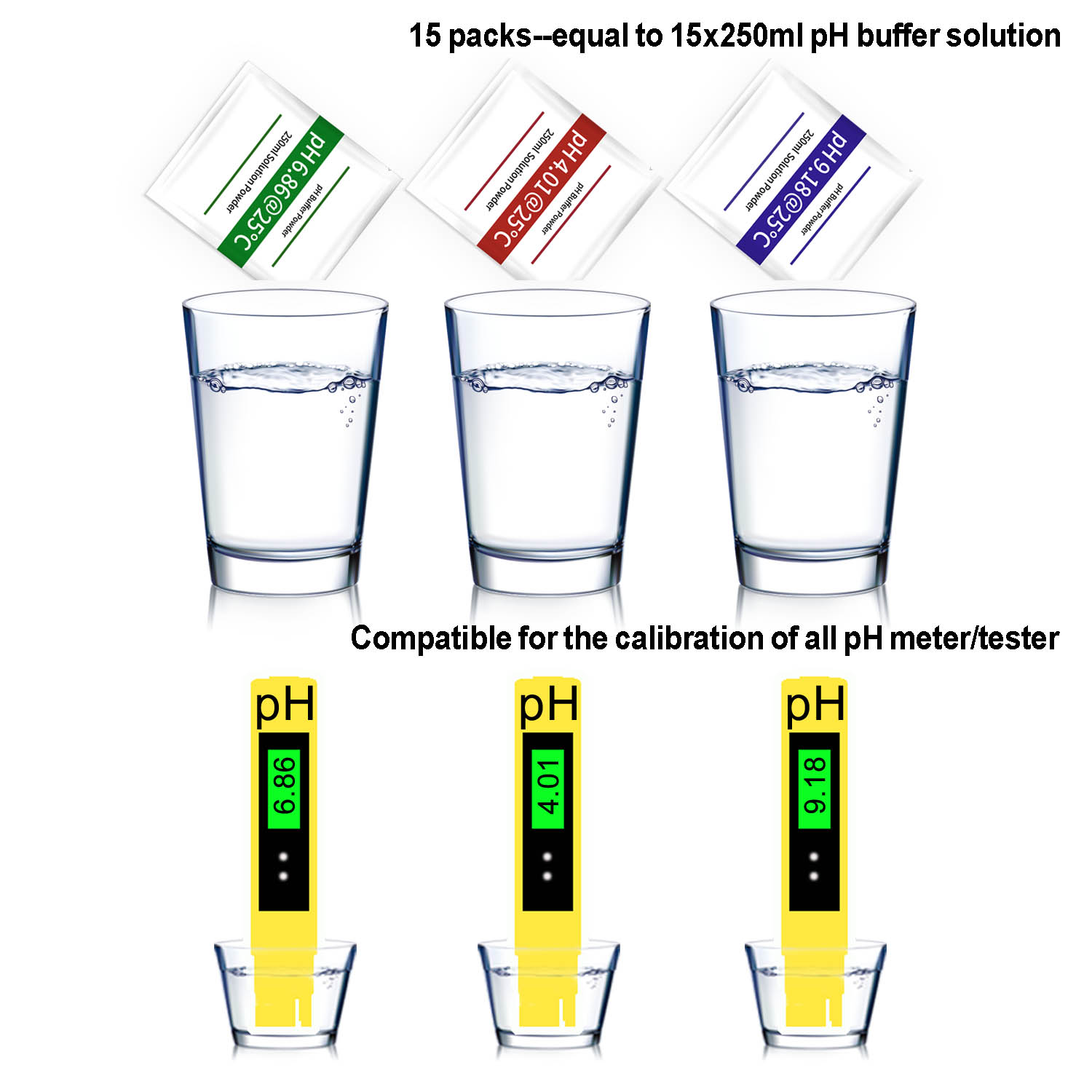 15Pack pH Meter Buffer Solution Powder HoneForest