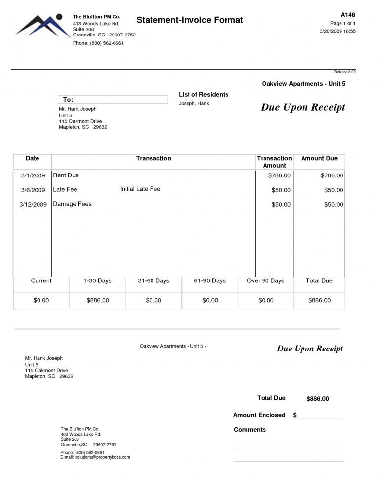 Rent Invoice Template invoice example