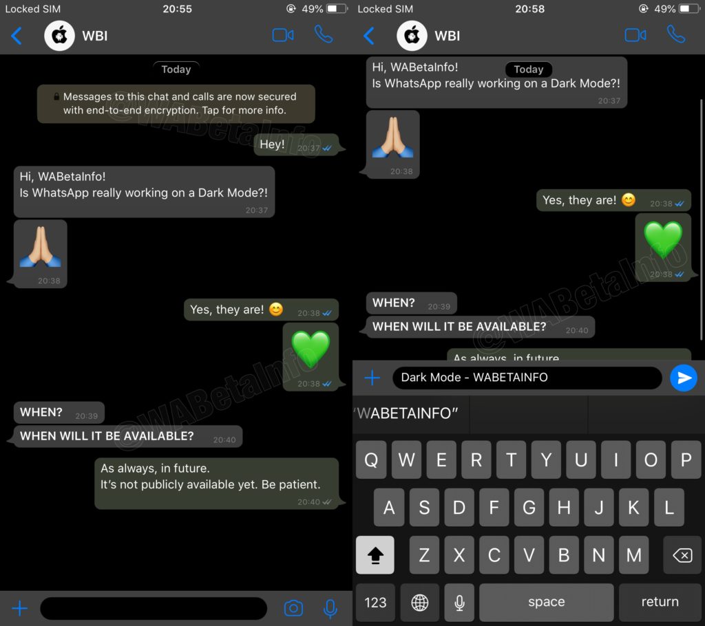 WhatsApp for iPhone to Get Dark Mode in the Future