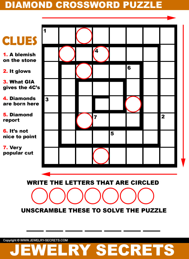 DIAMOND CROSSWORD PUZZLE Jewelry Secrets