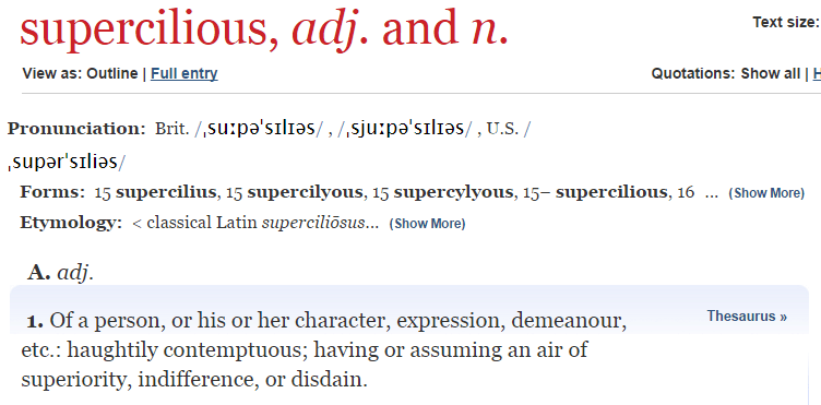 supercilious