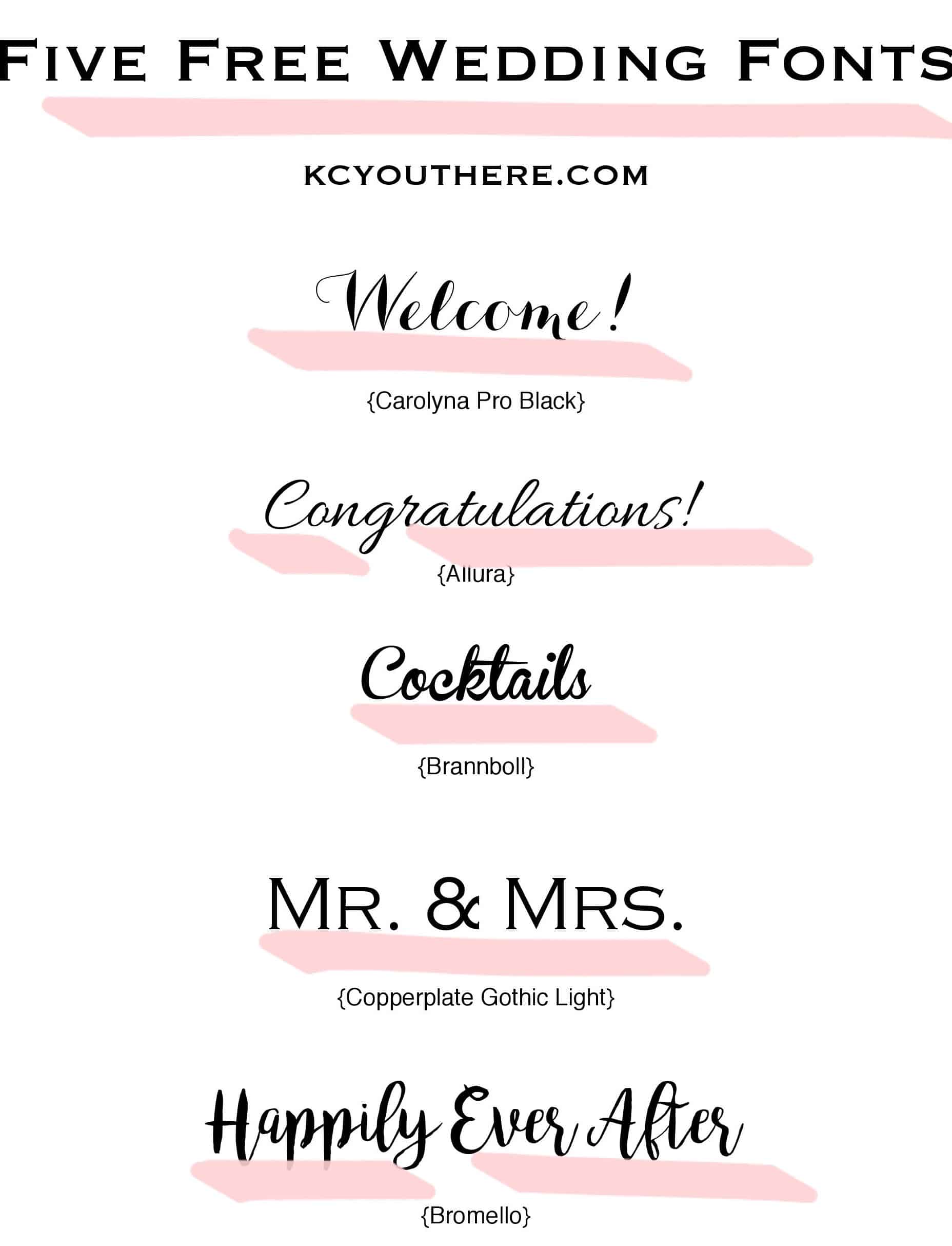 Five Free Wedding Fonts KC You There