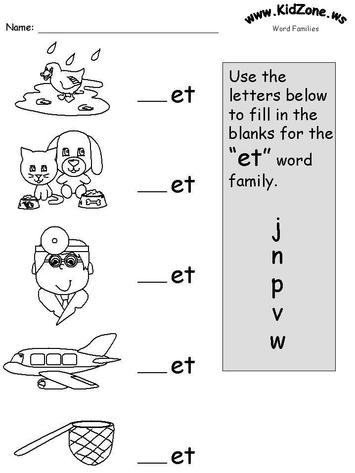 Word family phonics worksheets