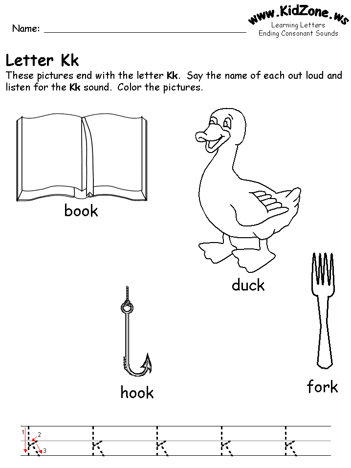 Letter K Worksheets, Words that End with the Letter Más de 3.000
