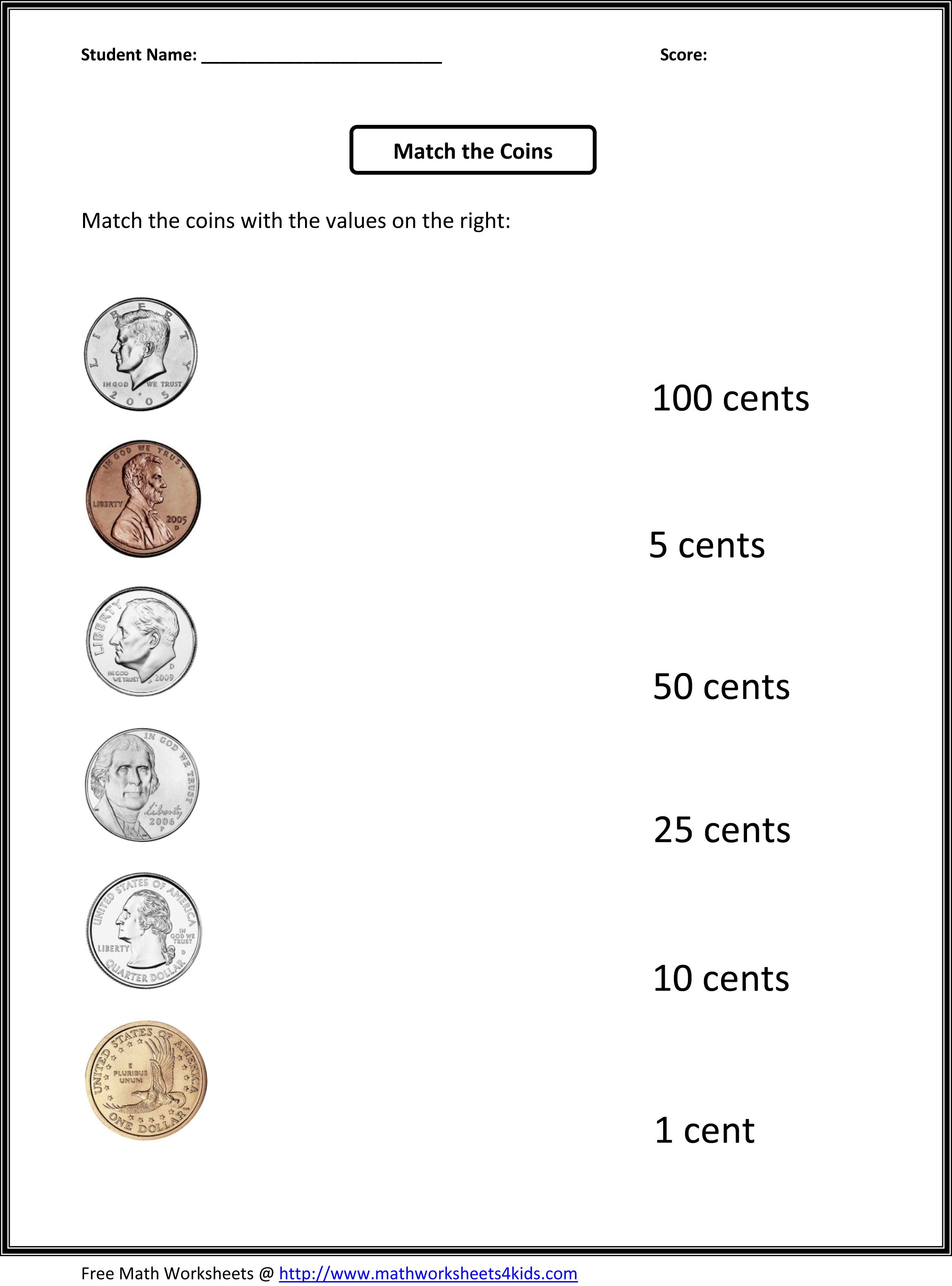 30 Identifying Coins and Coin Values Worksheets Kitty