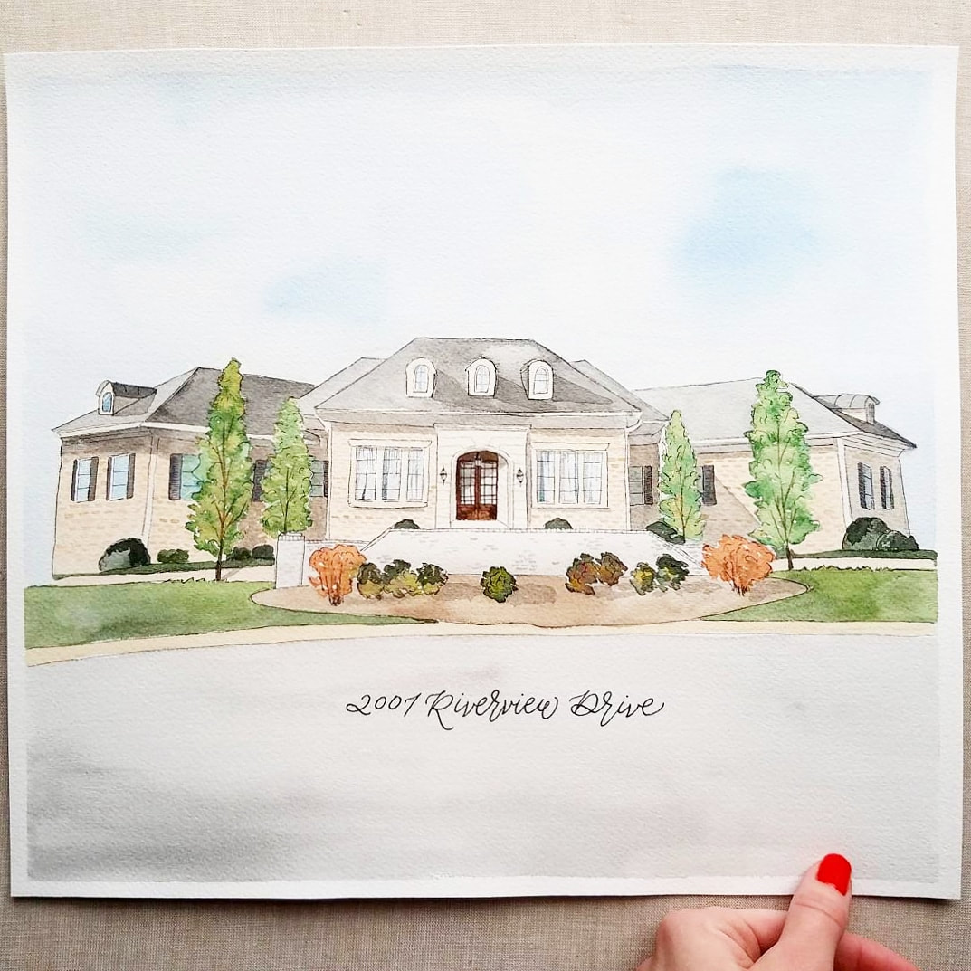 Custom Watercolor House Painting