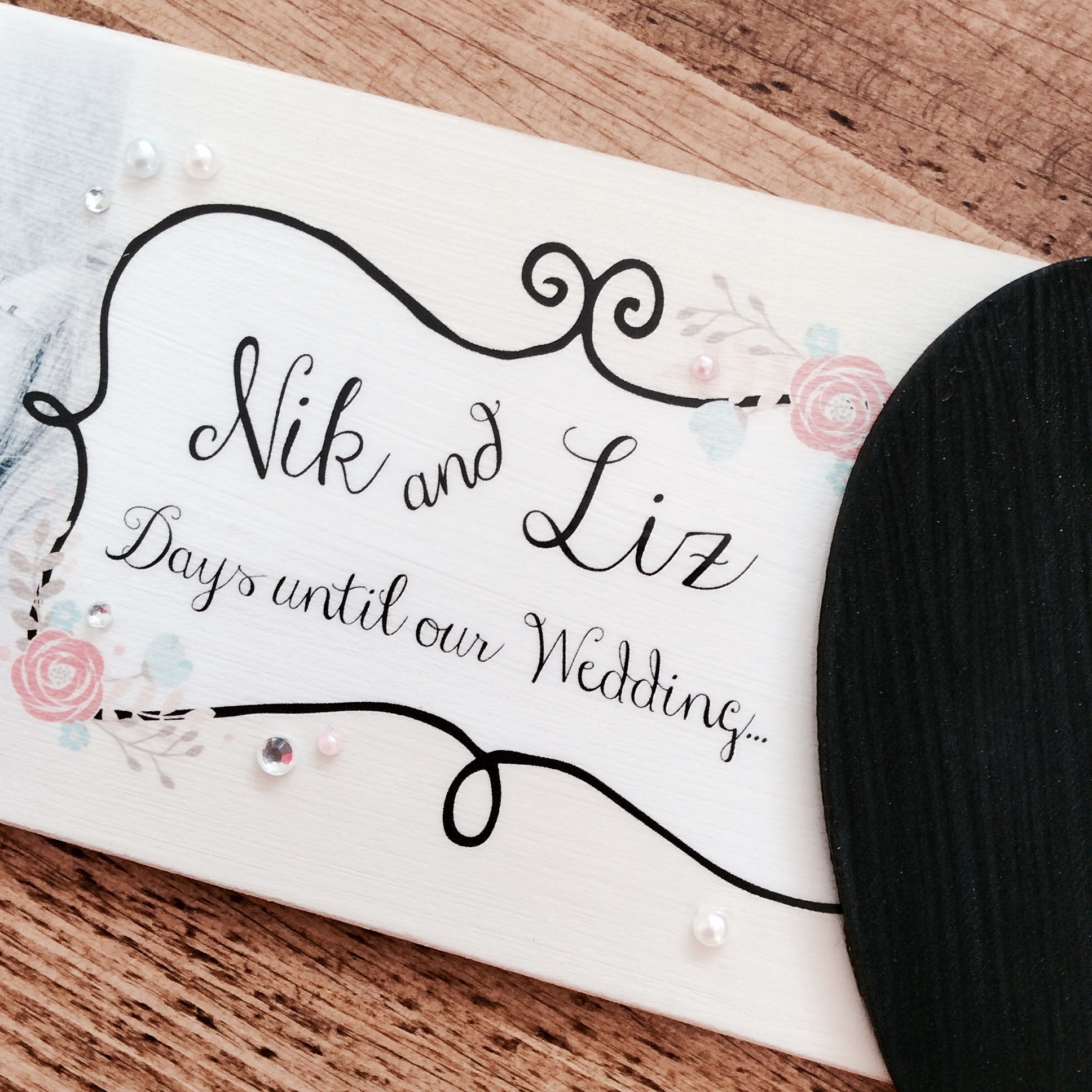 Personalised Wedding Countdown Photo Plaque. Engagement gift.