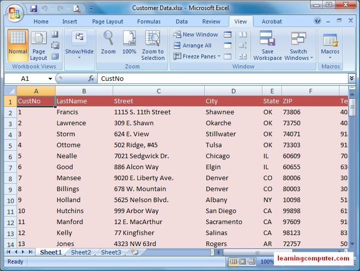 Microsoft tutorial excel 2007 view tab