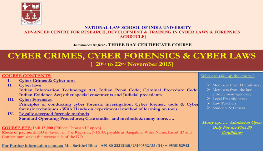 Three Day Certificate Course on Cyber Crimes, Cyber