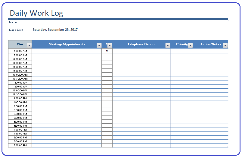 Daily Log Templates 15+ Free Printable Word, Excel & PDF Formats
