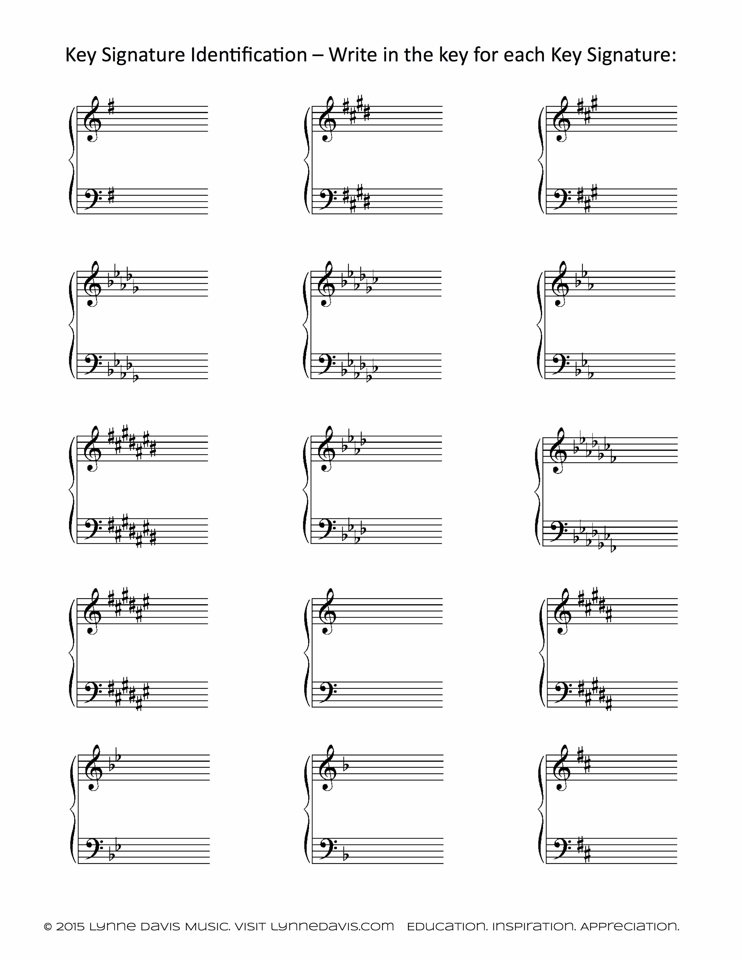 Key Signature Identification Worksheet Lynne Davis Music