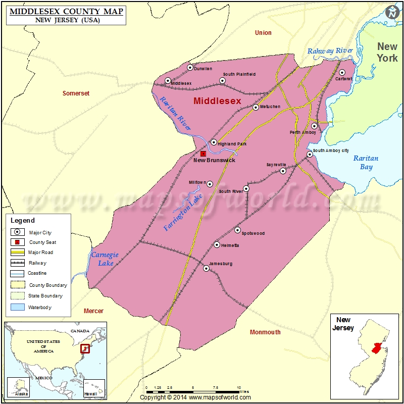 middlesex county nj map